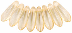 3x11mm Small Dagger Beads, Gold Luster Champagne