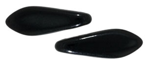 5x16mm Two-Hole Dagger Beads, Opaque Black
