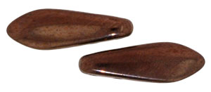 5x16mm Two-Hole Dagger Beads, Metallic Dark Copper