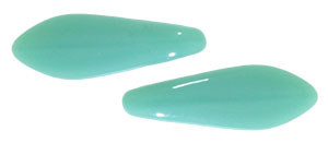 5x16mm Two-Hole Dagger Beads, Opaque Turquoise Green