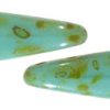 5x16mm Two-Hole Dagger Beads, Turquoise Green Picasso