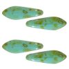 5x16mm Two-Hole Dagger Beads, Turquoise Green Picasso Beads