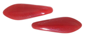 5x16mm Two-Hole Dagger Beads, Opaque Red