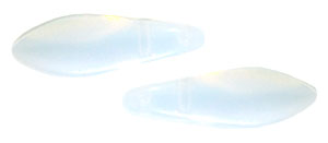5x16mm Two-Hole Dagger Beads, White Opal