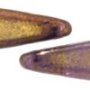 5x16mm Two-Hole Dagger Beads, Gold Patina Tanzanite