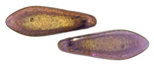 5x16mm Two-Hole Dagger Beads, Gold Patina Tanzanite