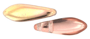 5x16mm Two-Hole Dagger Beads, Crystal half Copper (Apollo)