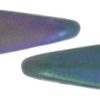 5x16mm Two-Hole Dagger Beads, Frosted Purple Iris (Raku)