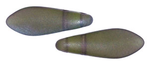 5x16mm Two-Hole Dagger Beads, Frosted Olivine Vega