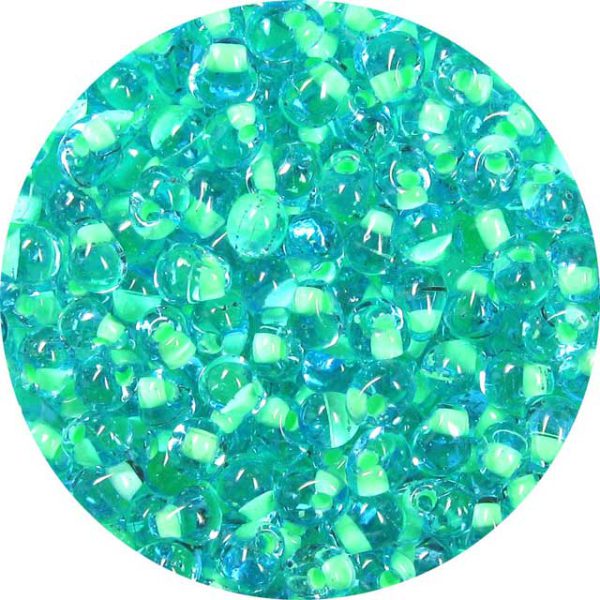 3.4mm  Miyuki Drops Lime Green Lined Aqua Blue 397C