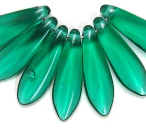 5x16mm Dagger Beads, Emerald Green