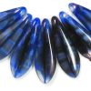 5x16mm Dagger Beads, Blue and Black Zebra