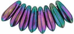 3x11mm Small Dagger Beads, Purple Iris