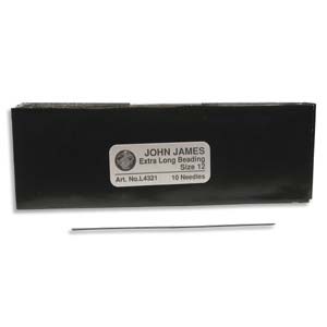 John James Beading Needles, Size 12, Extra Long, Pack of 10 Beading Needles