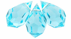 10X6mm Czech Machine Cut Crystal Drop - Aqua Blue Beads