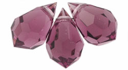 10x6mm Czech Machine Cut Crystal Drop - Amethyst Purple Beads