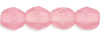 4mm Czech Faceted Round Fire Polish Beads - Pink Opal