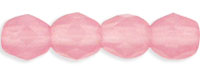 4mm Czech Faceted Round Fire Polish Beads - Pink Opal