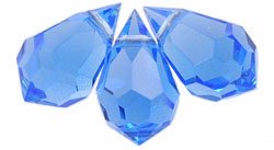10x6mm Czech Machine Cut Crystal Drop - Sapphire Blue