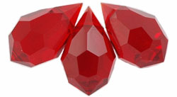 10x6mm Czech Machine Cut Crystal Drop - Ruby Red (Siam) Beads