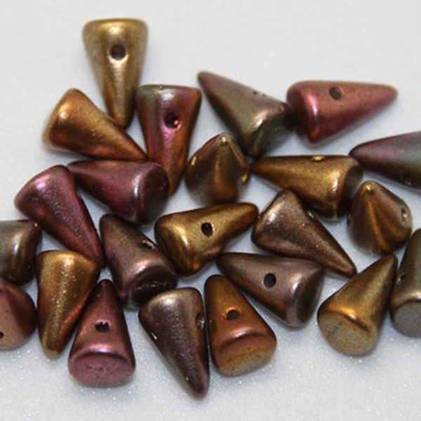 5x8mm Preciosa Small Spikes, Matte Silky Gold AB