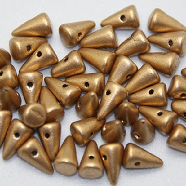 5x8mm Preciosa Small Spikes, Matte Silky Light Gold