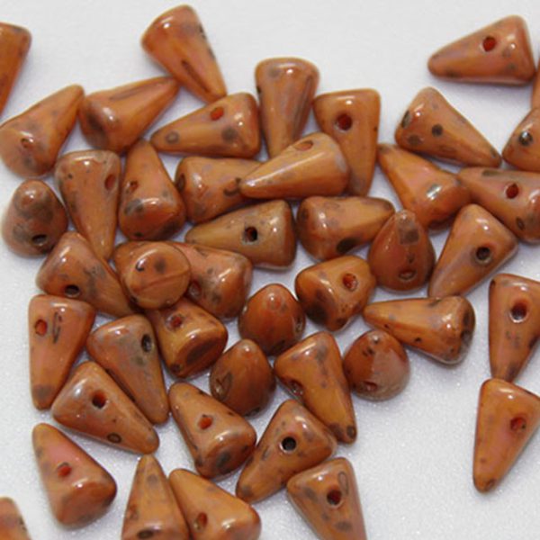 5x8mm Preciosa Small Spikes, Bronze Picasso Peachy Pink