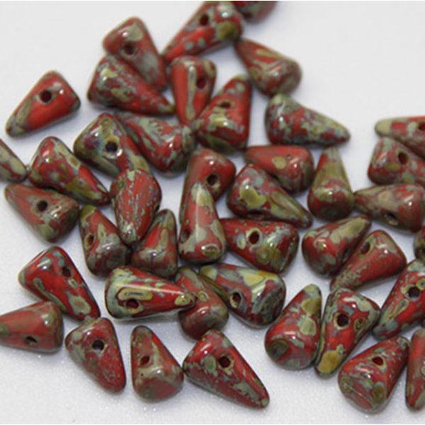 5x8mm Preciosa Small Spikes, Dark Red Picasso