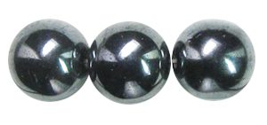 8mm Czech Pressed Glass Round Druk Beads-Gunmetal