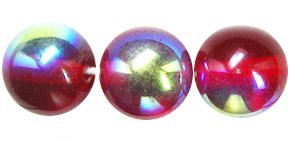 8mm Czech Pressed Glass Round Druk Beads-Ruby Red AB Aurora Borealis