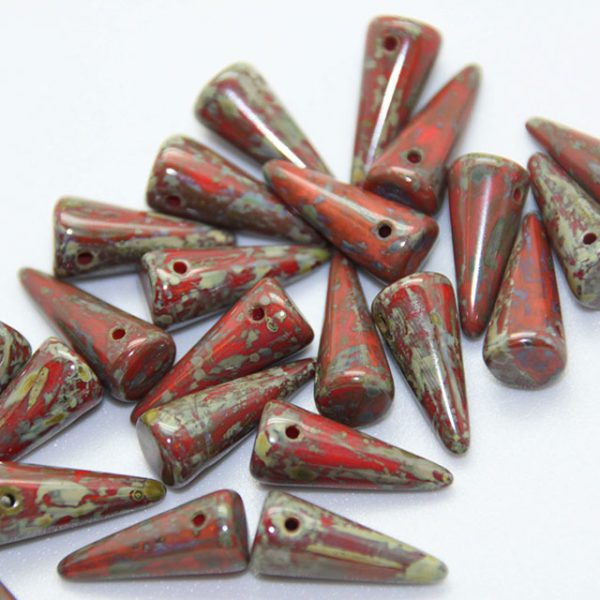 7x17mm Preciosa Large Spikes, Bronze Red Picasso