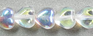 6mm Czech Pressed Glass Heart Beads-Crystal