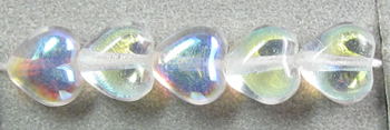 6mm Czech Pressed Glass Heart Beads-Crystal
