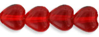 6mm Czech Pressed Glass Heart Beads-Ruby Red