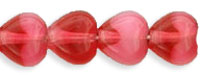 6mm Czech Pressed Glass Heart Beads-Cranberry Red-White