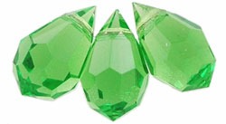 10x6mm Czech Machine Cut Crystal Drop - Peridot Green