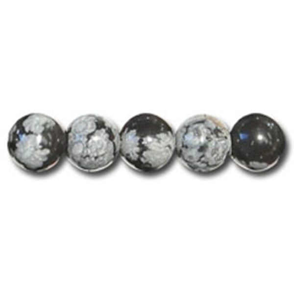 4mm Semi-Precious Snowflake Obsidian, 16" strand