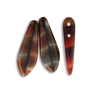 5x16mm Two-Hole Dagger Beads, Red Zebra