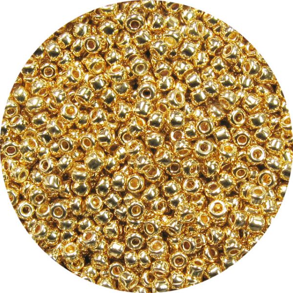 8/0 Japanese Seed Bead, 24K Gold Electroplated over Glass