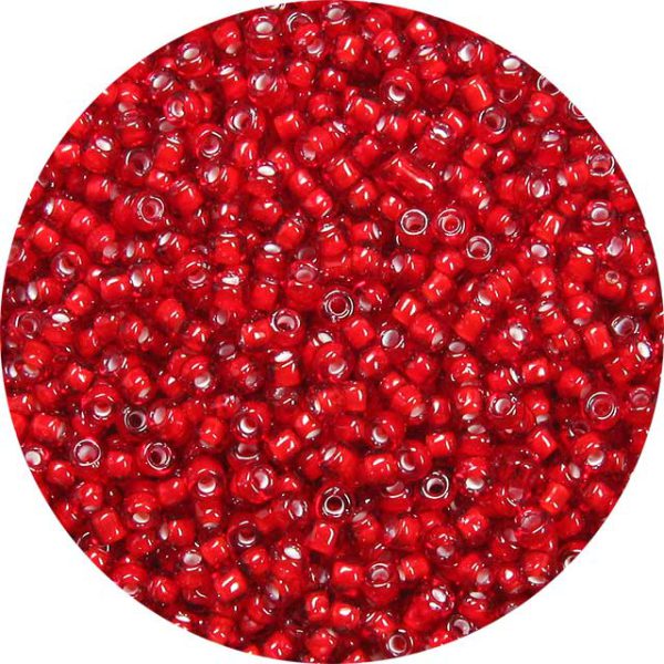 8/0 Japanese Seed Bead, White Lined Ruby
