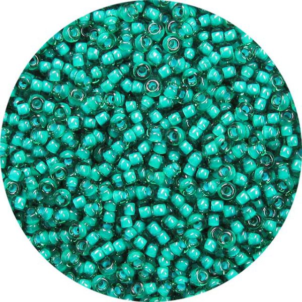 8/0 Japanese Seed Bead, White Lined Emerald Green