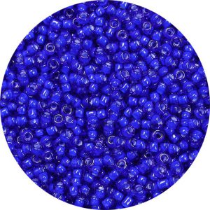 8/0 Japanese Seed Bead, White Lined Cobalt Blue