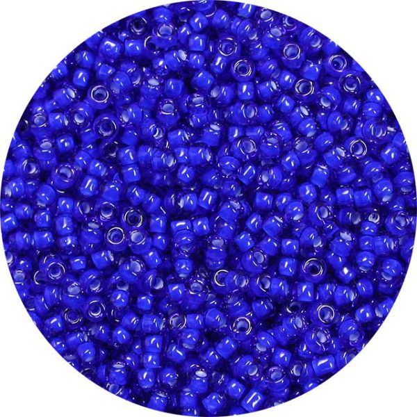 8/0 Japanese Seed Bead, White Lined Cobalt Blue