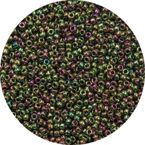 8/0 Japanese Seed Bead, Metallic Olive Rose AB