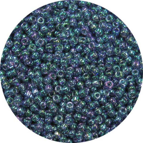 Japanese Seed Bead, Transparent Gold Luster Dusty Blue AB