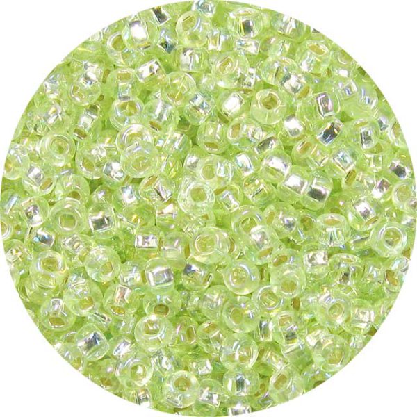 8/0 Japanese Seed Bead, Silver Lined Light Lime Green AB