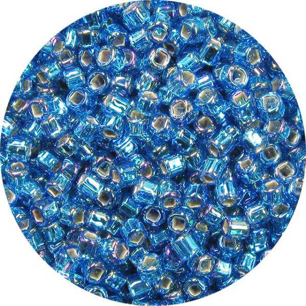 8/0 Japanese Seed Bead, Silver Lined Dark Aqua Blue AB