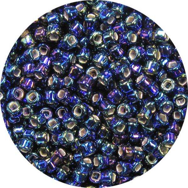 8/0 Japanese Seed Bead, Silver Lined Dark Cobalt Blue AB