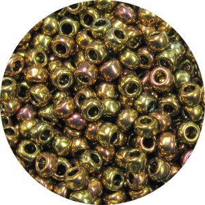 8/0 Japanese Seed Bead, Metallic Gold AB