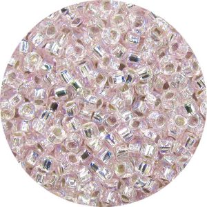 8/0 Japanese Seed Bead, Silver Lined Light Rose AB